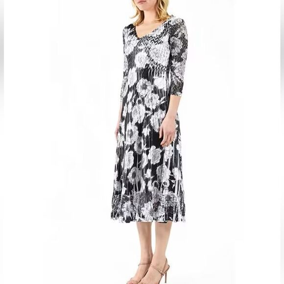 Komarov Floral Chiffon Midi Dress NWT 1X $350 - Picture 3 of 8
